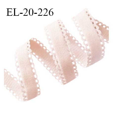 Elastique picot 20 mm lingerie fabriqué en France couleur rose poudré largeur 20 mm prix au mètre