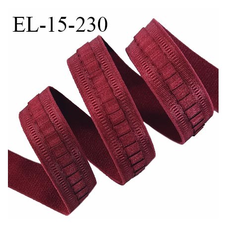 Elastique lingerie 15 mm haut de gamme couleur rouge bordeaux largeur 15 mm allongement +70% prix au mètre