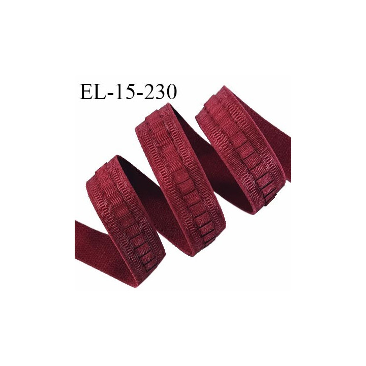 Elastique lingerie 15 mm haut de gamme couleur rouge bordeaux largeur 15 mm allongement +70% prix au mètre