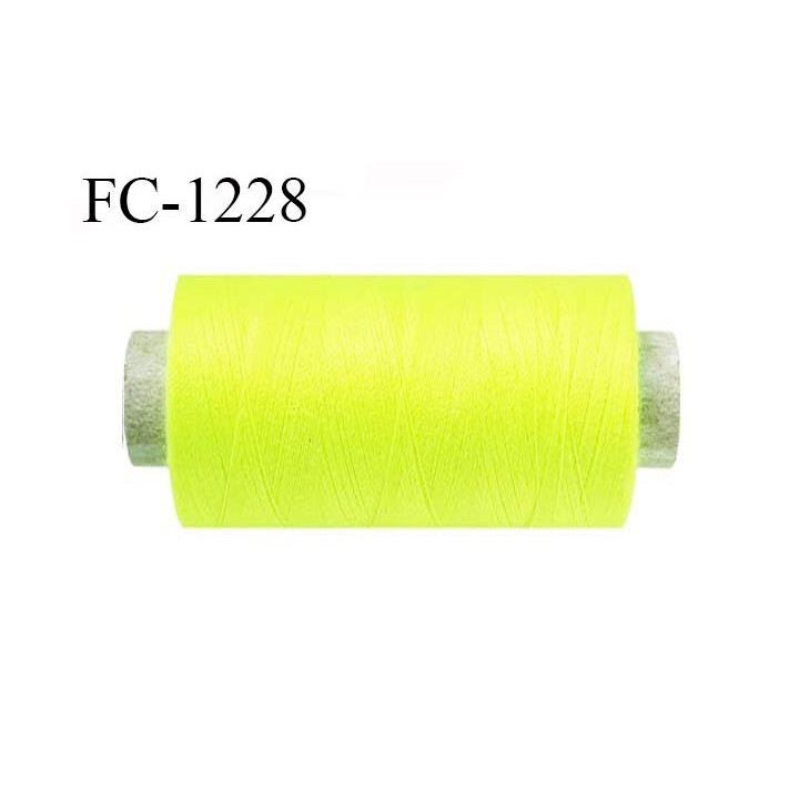 Bobine 1000 m fil polyester fil n°80 couleur jaune fluo longueur de la bobine 1000 mètres bobiné en France certifié oeko tex