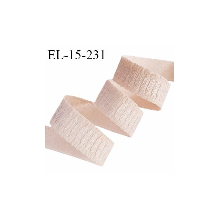 Elastique lingerie 15 mm haut de gamme couleur rose perle largeur 15 mm allongement +70% prix au mètre