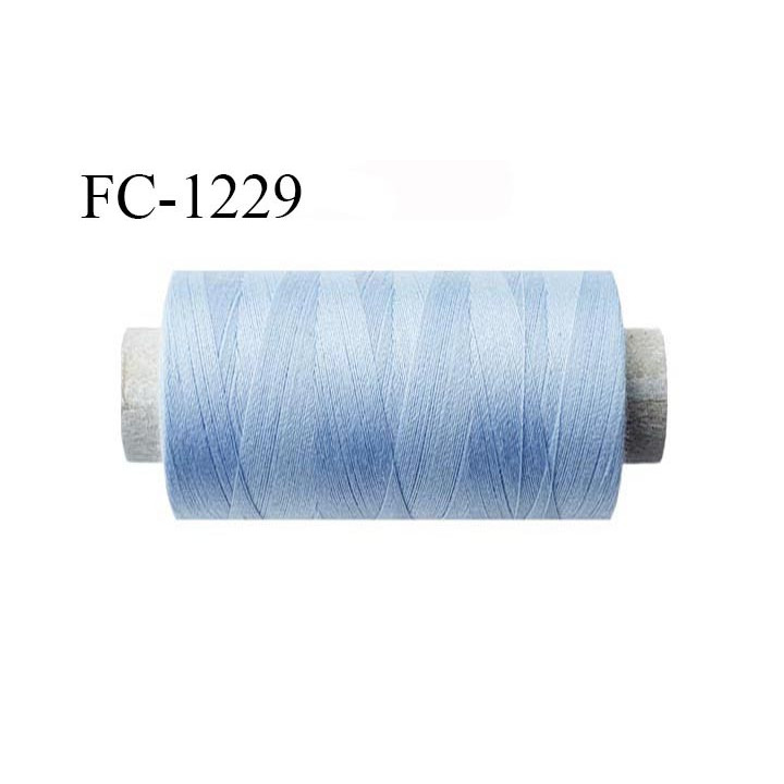Bobine 1000 m fil polyester fil n°80 couleur bleu clair longueur de la bobine 1000 mètres bobiné en France certifié oeko tex