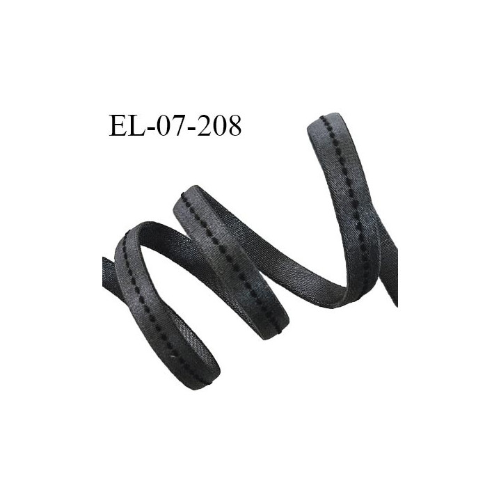 Elastique 7 mm lingerie haut de gamme couleur gris satiné avec surpiqure noire au centre prix au mètre