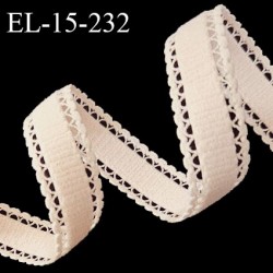 Elastique picot lingerie 15 mm haut de gamme couleur rose pâle largeur 10 mm + 5 mm picots allongement +100% prix au mètre