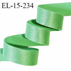 Elastique lingerie 15 mm haut de gamme couleur vert brillant largeur 15 mm très doux au toucher allongement +40% prix au mètre