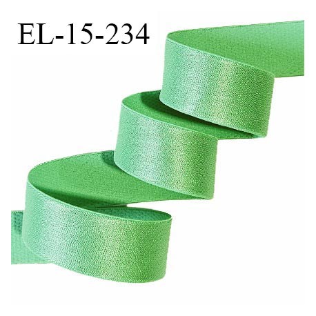 Elastique lingerie 15 mm haut de gamme couleur vert brillant largeur 15 mm très doux au toucher allongement +40% prix au mètre