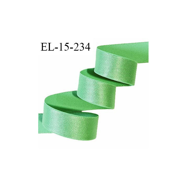 Elastique lingerie 15 mm haut de gamme couleur vert brillant largeur 15 mm très doux au toucher allongement +40% prix au mètre