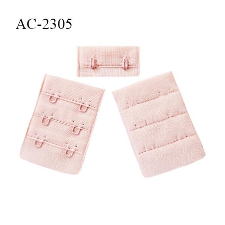 Agrafe 38 mm attache SG haut de gamme couleur rose pastel 3 rangées 2 crochets largeur 38 mm hauteur 55 mm prix à la pièce