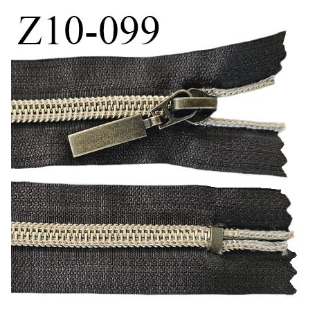 Fermeture zip 10 cm couleur marron anthracite longueur 10 cm largeur 3.4 cm non séparable glissière couleur or prix à l'unité