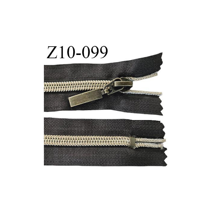 Fermeture zip 10 cm couleur marron anthracite longueur 10 cm largeur 3.4 cm non séparable glissière couleur or prix à l'unité