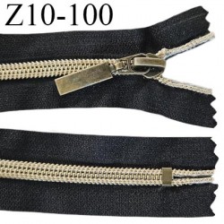 Fermeture zip 10 cm couleur noir longueur 10 cm largeur 3.4 cm non séparable glissière couleur or prix à l'unité
