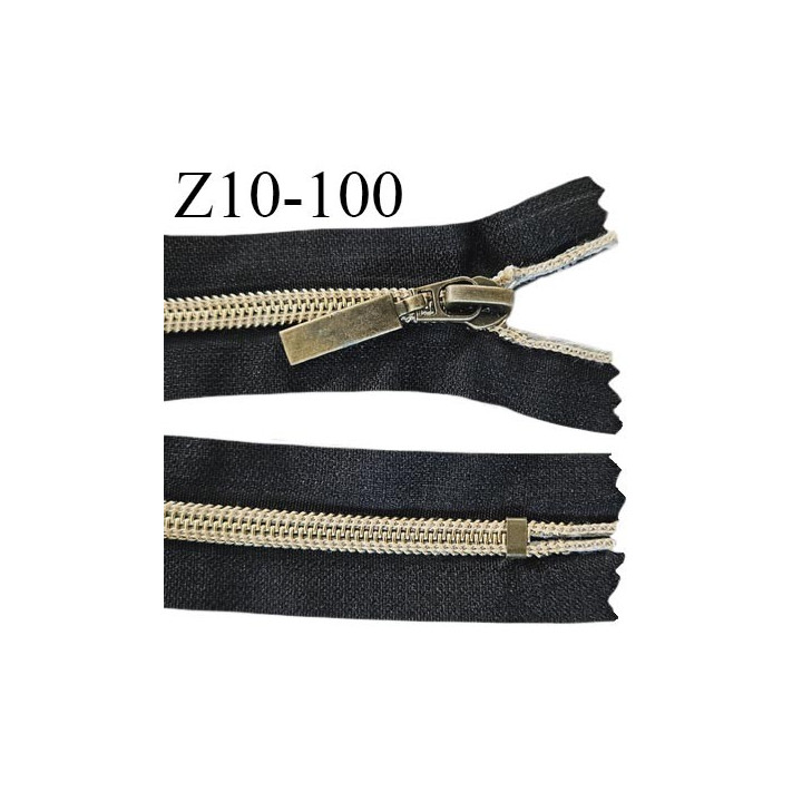 Fermeture zip 10 cm couleur noir longueur 10 cm largeur 3.4 cm non séparable glissière couleur or prix à l'unité