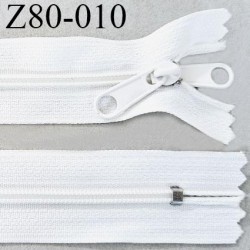 Fermeture zip double curseur 80 cm non séparable couleur naturel longueur 80 cm largeur 2.7 cm glissière nylon prix à la pièce