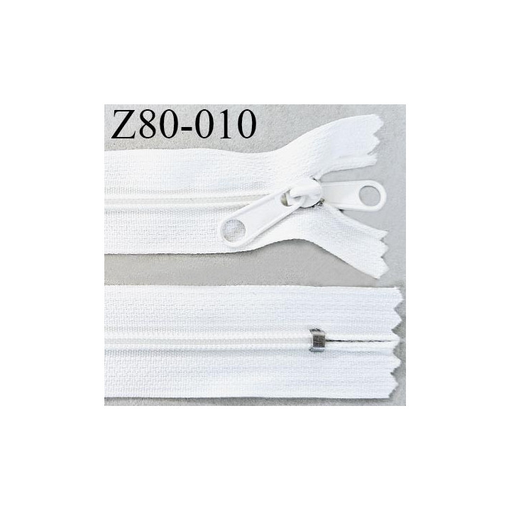 Fermeture zip double curseur 80 cm non séparable couleur naturel longueur 80 cm largeur 2.7 cm glissière nylon prix à la pièce
