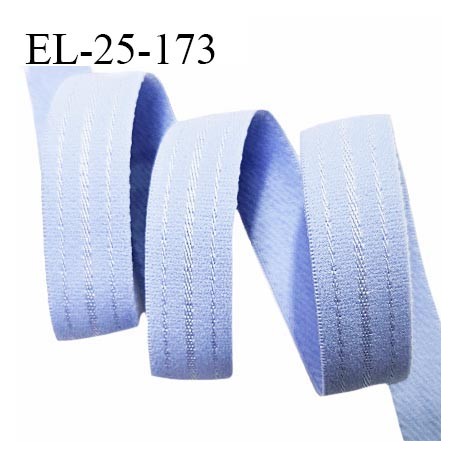 Elastique lingerie 25 mm couleur bleu doux au toucher largeur 25 mm allongement +40% prix au mètre