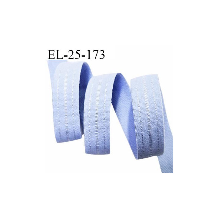 Elastique lingerie 25 mm couleur bleu doux au toucher largeur 25 mm allongement +40% prix au mètre