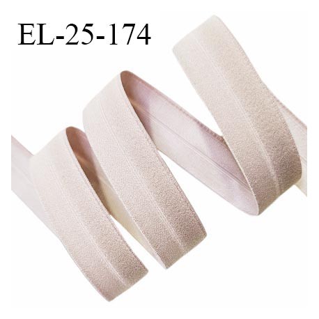 Elastique lingerie 24 mm pré plié couleur marron glacé allongement +120% doux au toucher largeur 24 mm prix au mètre