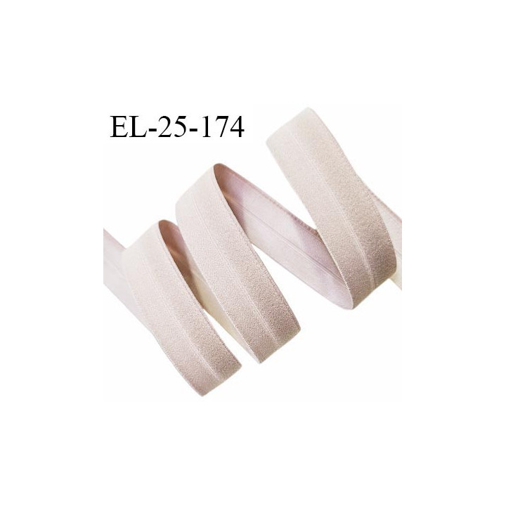 Elastique lingerie 24 mm pré plié couleur marron glacé allongement +120% doux au toucher largeur 24 mm prix au mètre