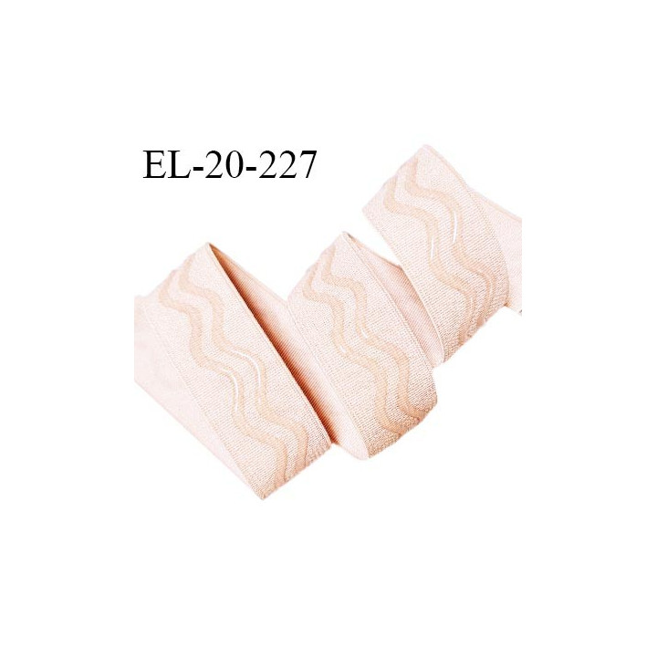 Elastique anti glisse 20 mm couleur rose blush bonne élasticité allongement +120% largeur 20 mm prix au mètre