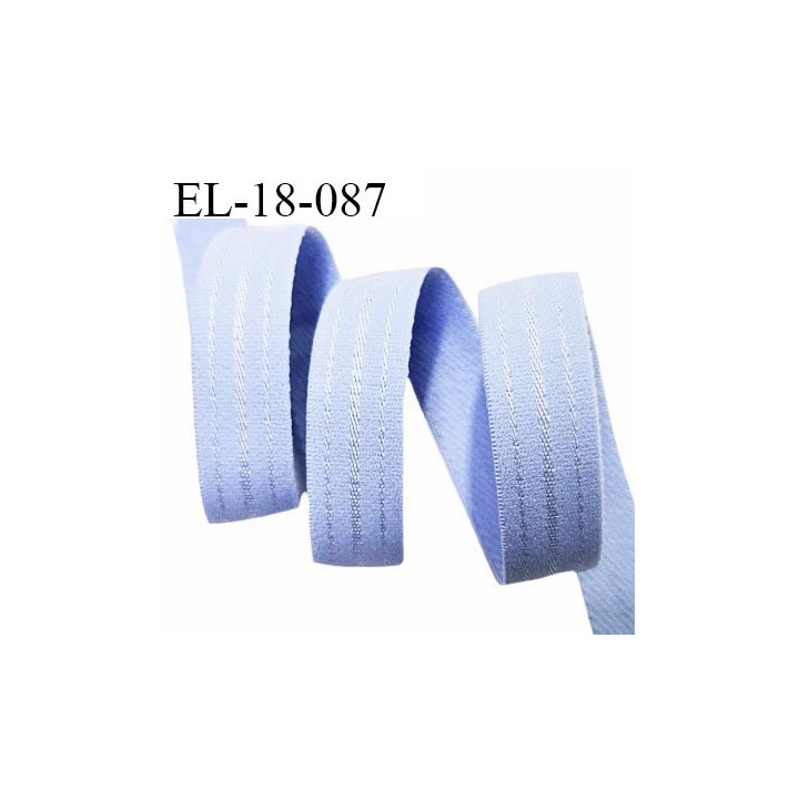 Elastique lingerie 18 mm couleur bleu doux au toucher largeur 18 mm allongement +50% prix au mètre