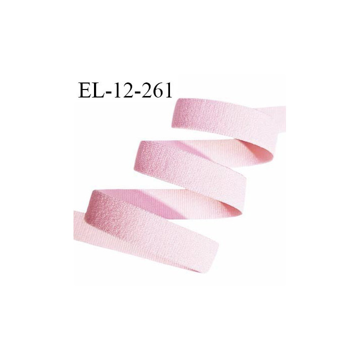 Elastique 12 mm lingerie couleur rose très doux au toucher style velours largeur 12 mm prix au mètre