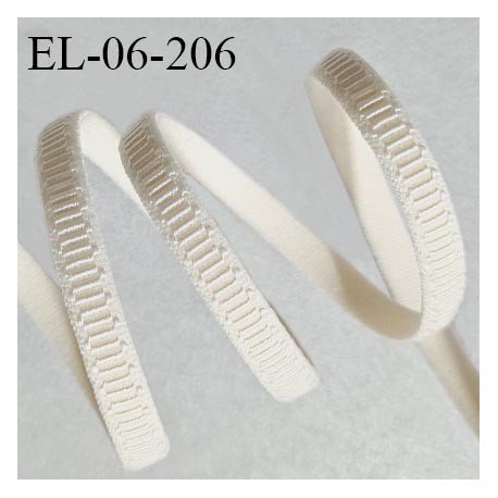 Elastique 6 mm lingerie haut de gamme couleur perle ivoire brillant largeur 6 mm allongement +70% prix au mètre