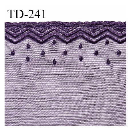 Dentelle broderie 24 cm très haut de gamme extensible largeur 24 cm couleur violet très belle prix pour un mètre