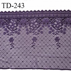 Dentelle broderie 24 cm très haut de gamme extensible largeur 24 cm couleur violet très belle prix pour un mètre