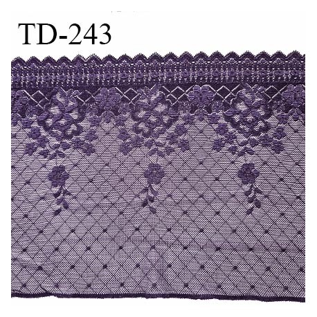 Dentelle broderie 24 cm très haut de gamme extensible largeur 24 cm couleur violet très belle prix pour un mètre