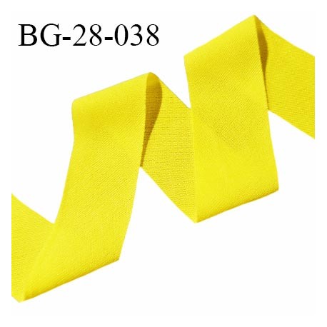 Biais à plat extensible 28 mm à plier en jersey élasthanne couleur jaune largeur 28 mm prix au mètre