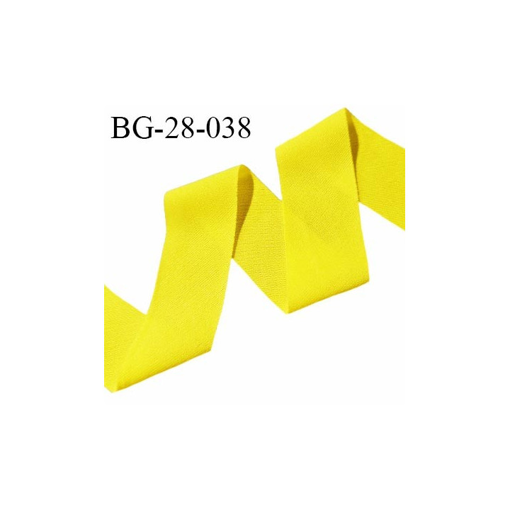 Biais à plat extensible 28 mm à plier en jersey élasthanne couleur jaune largeur 28 mm prix au mètre