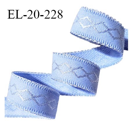 Elastique lingerie 20 mm couleur bleu provence avec picots de chaque côté doux au toucher prix au mètre