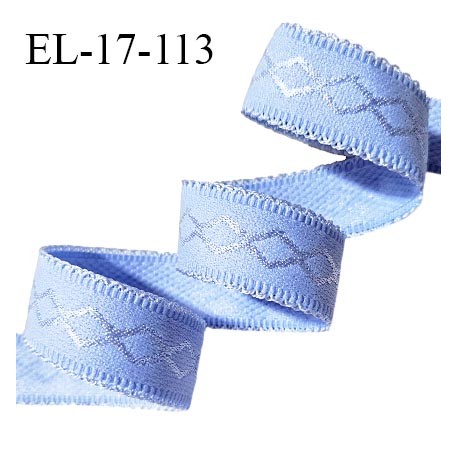 Elastique lingerie 16 mm couleur bleu provence avec picots de chaque côté doux au toucher prix au mètre