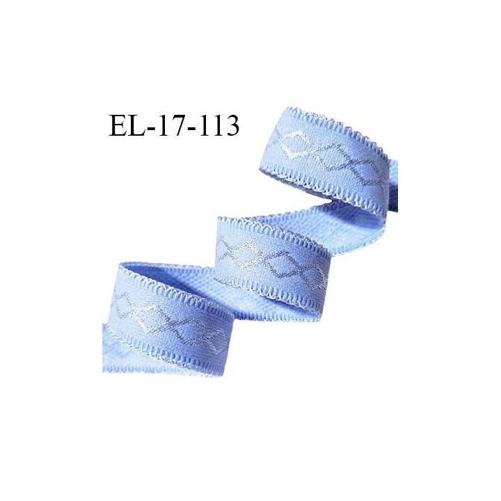 Elastique lingerie 16 mm couleur bleu provence avec picots de chaque côté doux au toucher prix au mètre