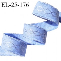 Elastique lingerie 25 mm couleur bleu provence avec picots de chaque côté doux au toucher prix au mètre