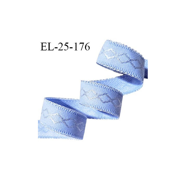 Elastique lingerie 16 mm couleur bleu provence avec picots de chaque côté doux au toucher prix au mètre
