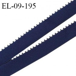 Elastique picot 9 mm lingerie couleur bleu nuit largeur 9 mm haut de gamme fabriqué en France allongement +110% prix au mètre
