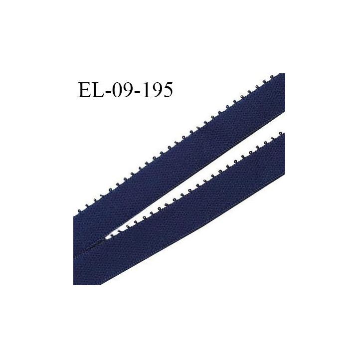 Elastique picot 9 mm lingerie couleur bleu nuit largeur 9 mm haut de gamme fabriqué en France allongement +110% prix au mètre