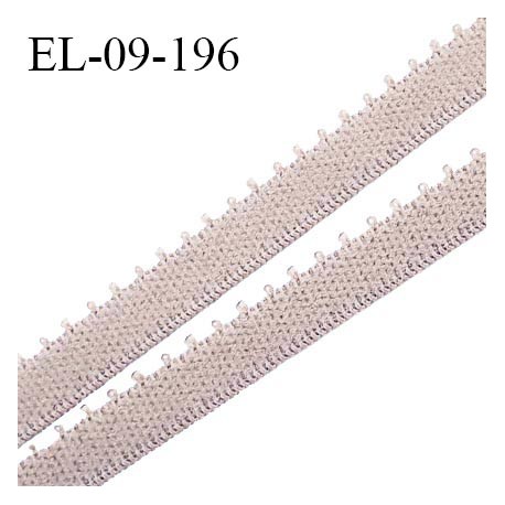 Elastique picot 9 mm lingerie couleur marron glacé largeur 9 mm haut de gamme fabriqué en France allongement +110% prix au mètre