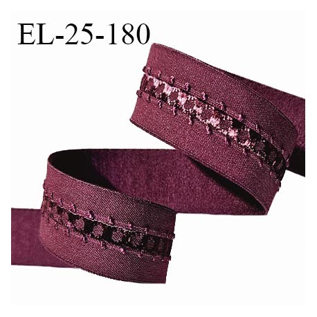 Elastique lingerie 24 mm couleur bordeaux ou grenat largeur 24mm allongement +30% prix au mètre