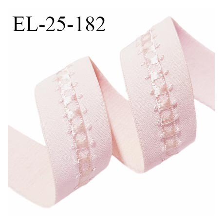 Elastique lingerie 24 mm couleur rose dragée largeur 24 mm allongement +30% prix au mètre