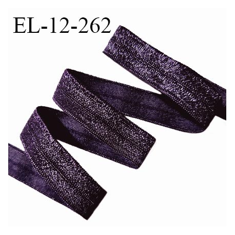 Elastique lingerie 12 mm pré plié couleur violet brillant largeur 12 mm allongement +140% prix au mètre