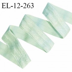 Elastique lingerie 12 mm pré plié couleur vert amande brillant largeur 12 mm allongement +140% prix au mètre
