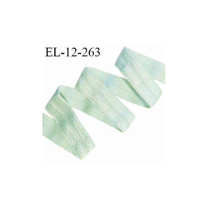 Elastique lingerie 12 mm pré plié couleur vert amande brillant largeur 12 mm allongement +140% prix au mètre
