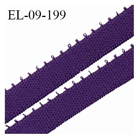 Elastique picot 9 mm lingerie couleur violet foncé largeur 9 mm haut de gamme fabriqué en France allongement +110% prix au mètre