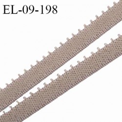 Elastique picot 9 mm lingerie couleur taupe largeur 9 mm haut de gamme fabriqué en France allongement +110% prix au mètre