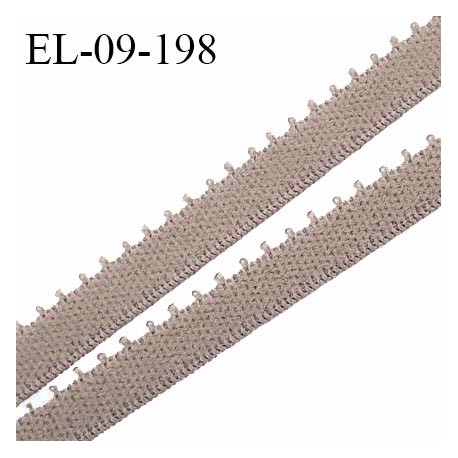 Elastique picot 9 mm lingerie couleur taupe largeur 9 mm haut de gamme fabriqué en France allongement +110% prix au mètre