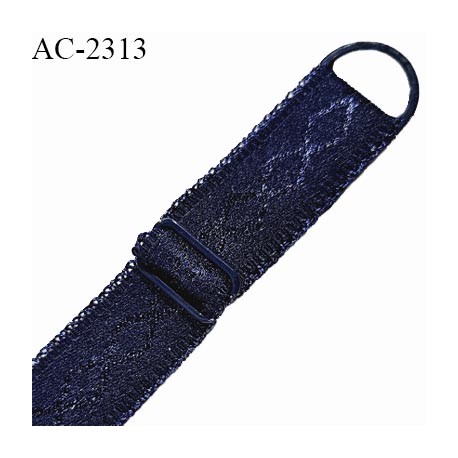 Bretelle lingerie SG 18 mm très haut de gamme couleur bleu marine avec 1 barrette et 1 anneau largeur 18 mm longueur 37 cm