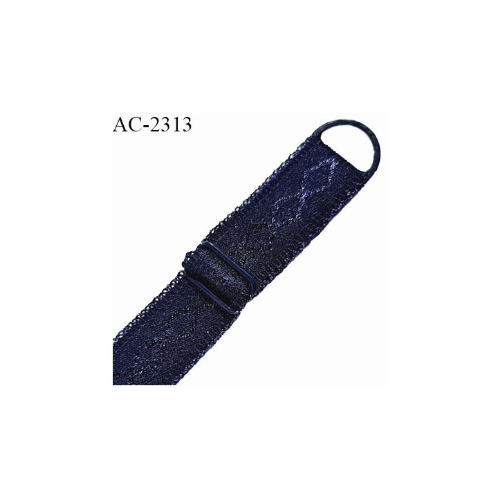 Bretelle lingerie SG 18 mm très haut de gamme couleur bleu marine avec 1 barrette et 1 anneau largeur 18 mm longueur 37 cm