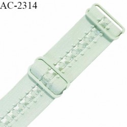 Bretelle lingerie SG 24 mm très haut de gamme couleur vert amande avec 2 barrettes largeur 24 mm longueur 32 cm prix à l'unité
